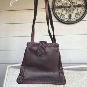 Vintage Brown/Burgundy oiled leather shoulder bag